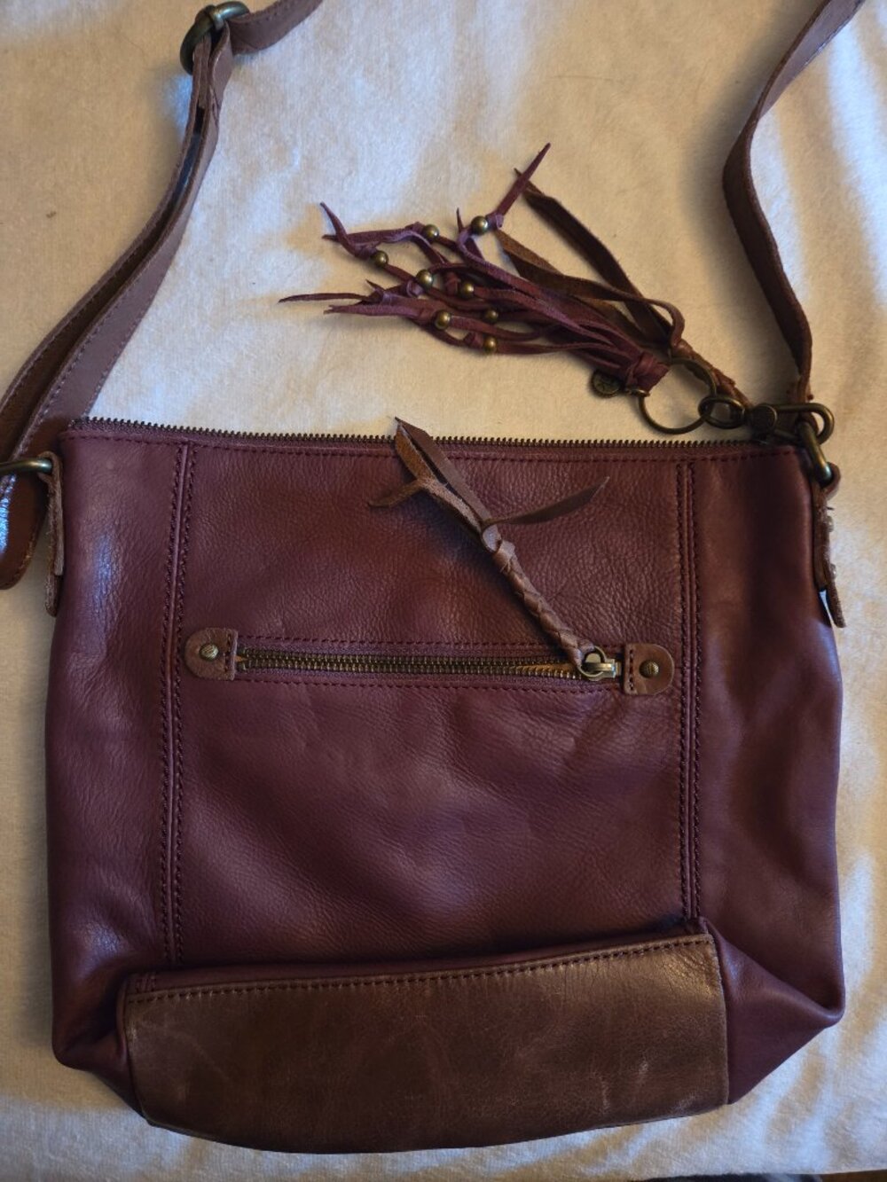The Sak burgundy leather shoulder bag